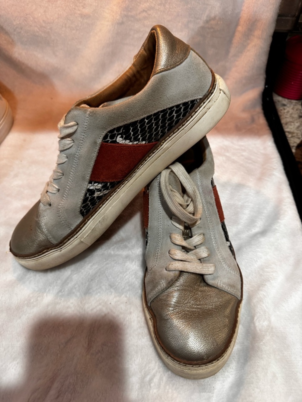 Crown Metallic Silver Low-Top Sneakers
